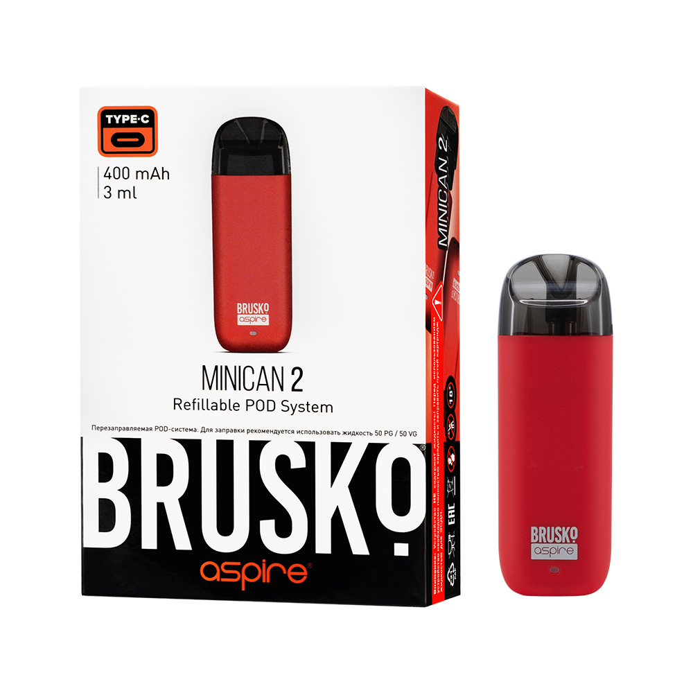 Многоразовая электронная система,  Модель BRUSKO MINICAN 2 (красный)