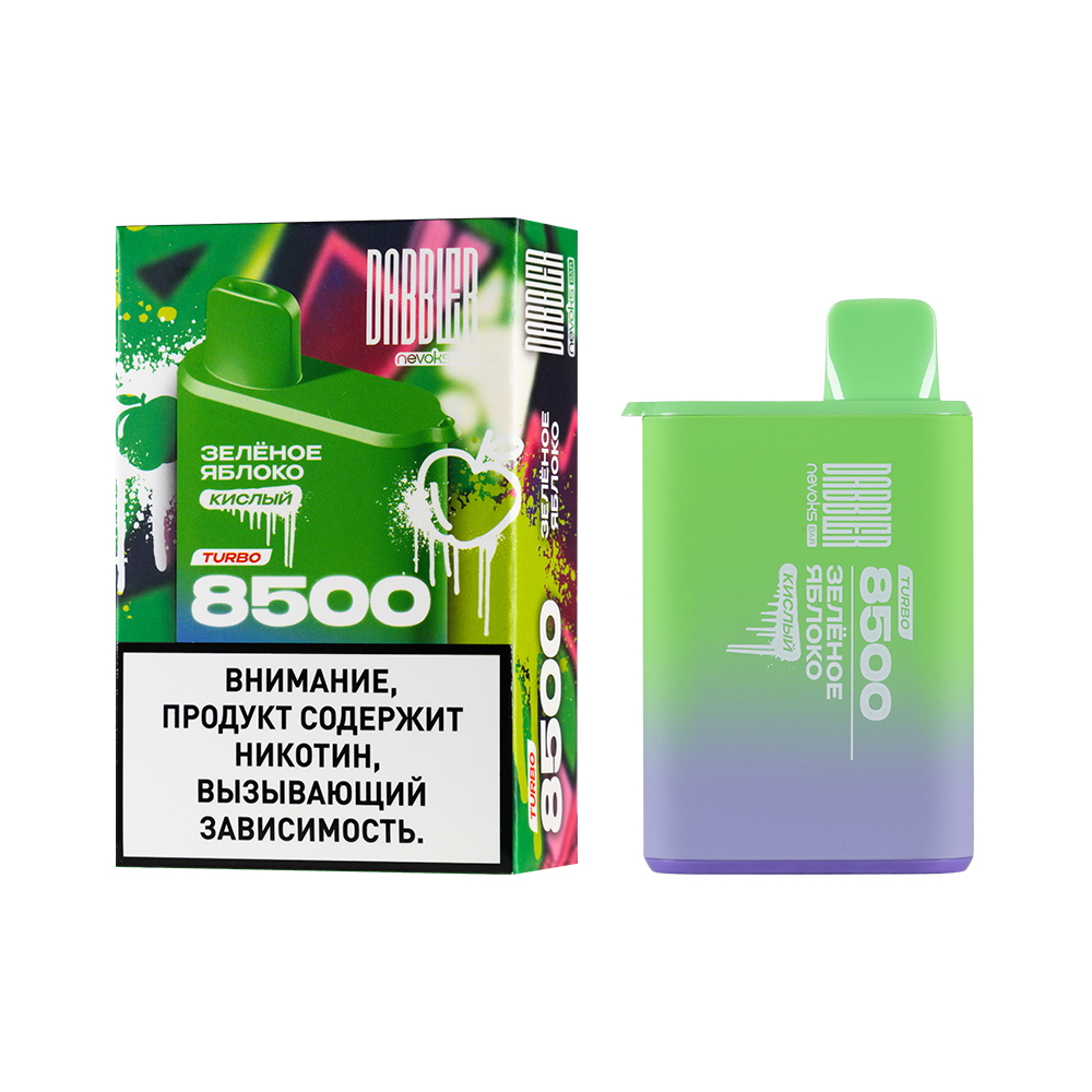 Одноразовая ЭС DABBLER TURBO 8500 с ароматом зелёного яблока, кислый, 20 мг/см3, 8,5 мл (М)