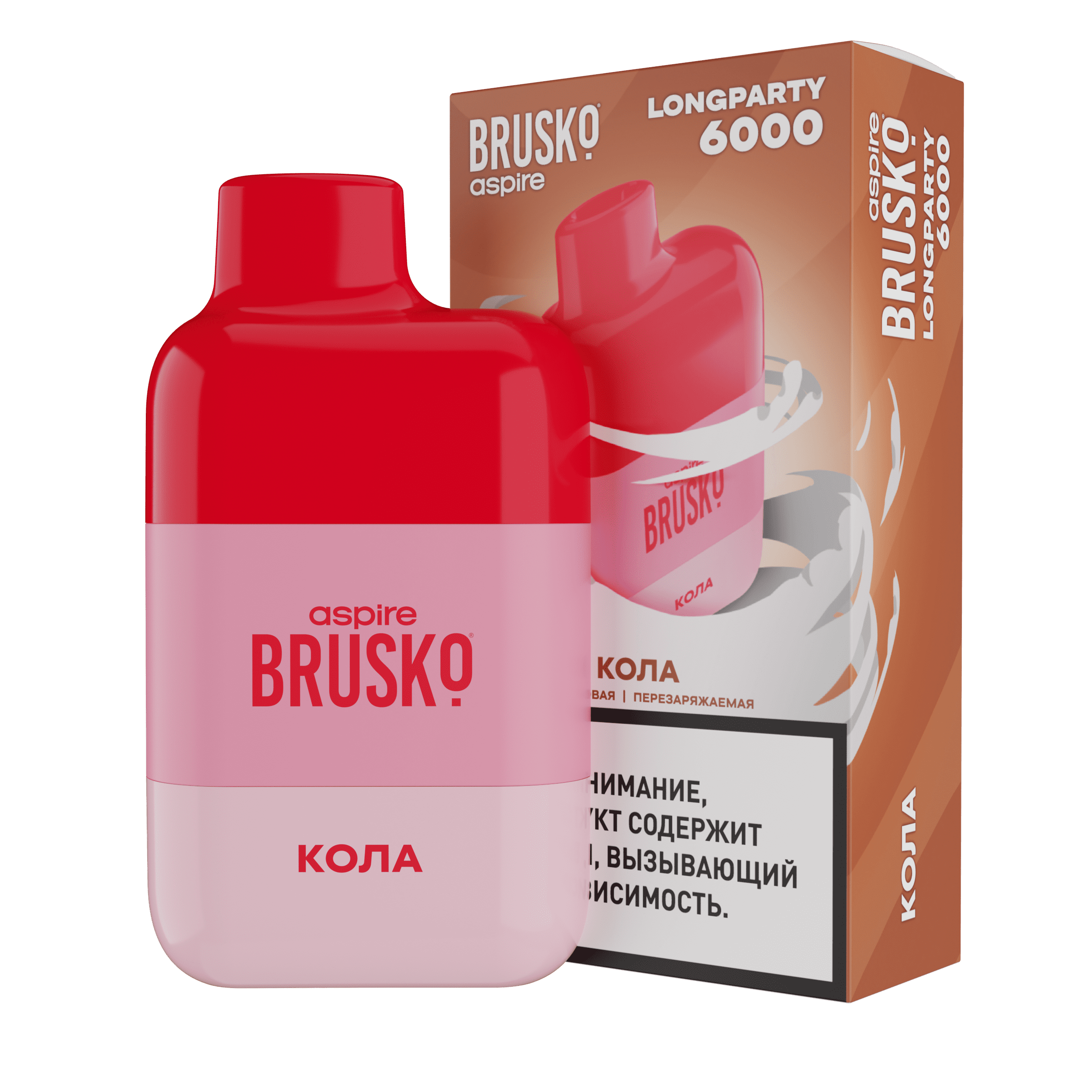 Одноразовая ЭСДН BRUSKO LONGPARTY 6000 с ароматом колы, 20 мг/см3, 6 мл (М)