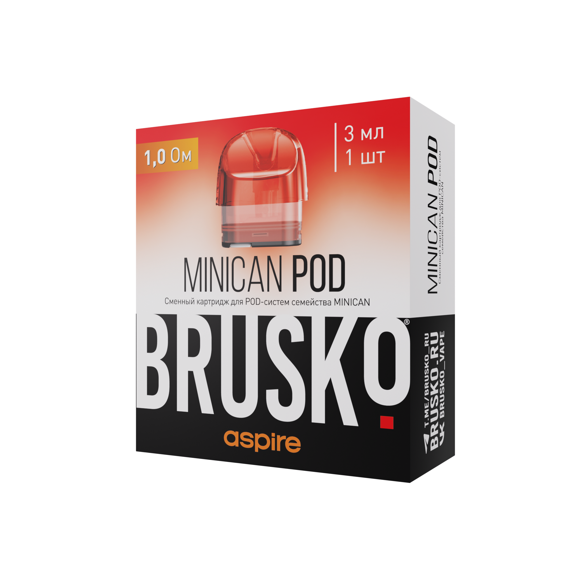 Картридж к многоразовой электронной системе, Модель BRUSKO MINICAN, 1.0 Ом, (красный), упак. 1 шт