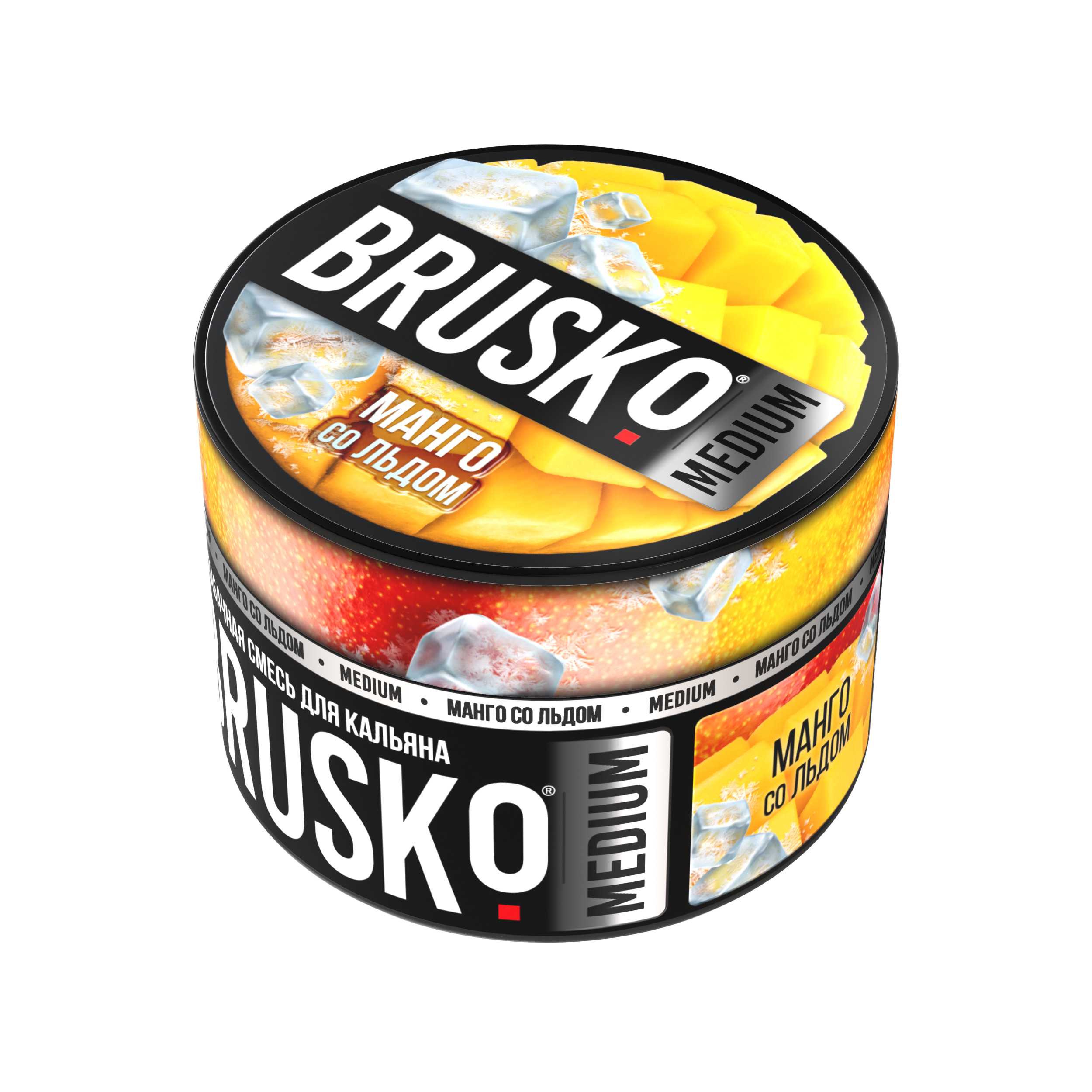Бестабачная смесь для кальяна BRUSKO, 50 г, Манго со льдом, Medium (М)