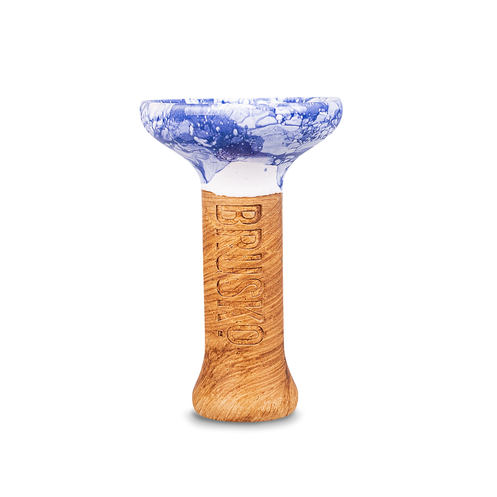 Чаша для кальяна BRUSKO Crater Glaze, бело-синий мрамор