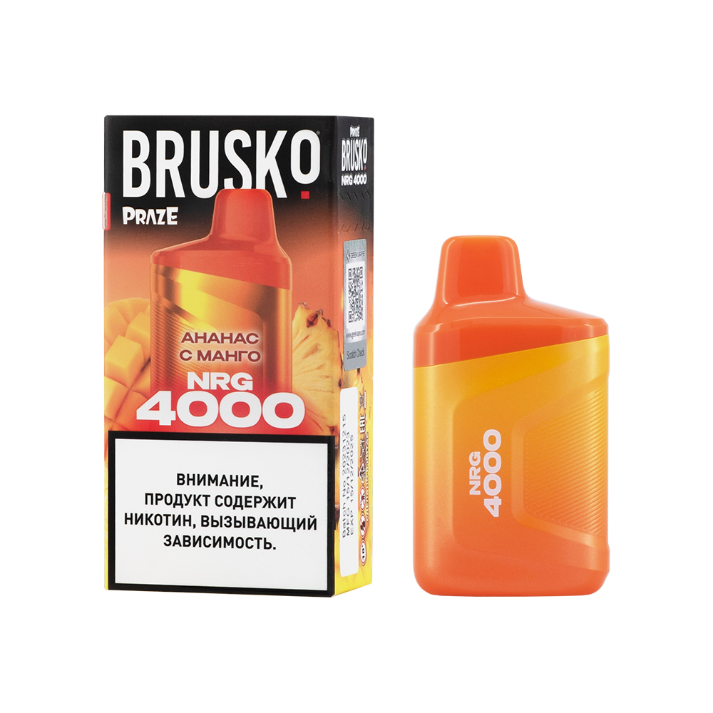 Одноразовая ЭС BRUSKO NRG 4000 с ароматом ананаса с манго, 20 мг/см3, 3,3 мл (М)