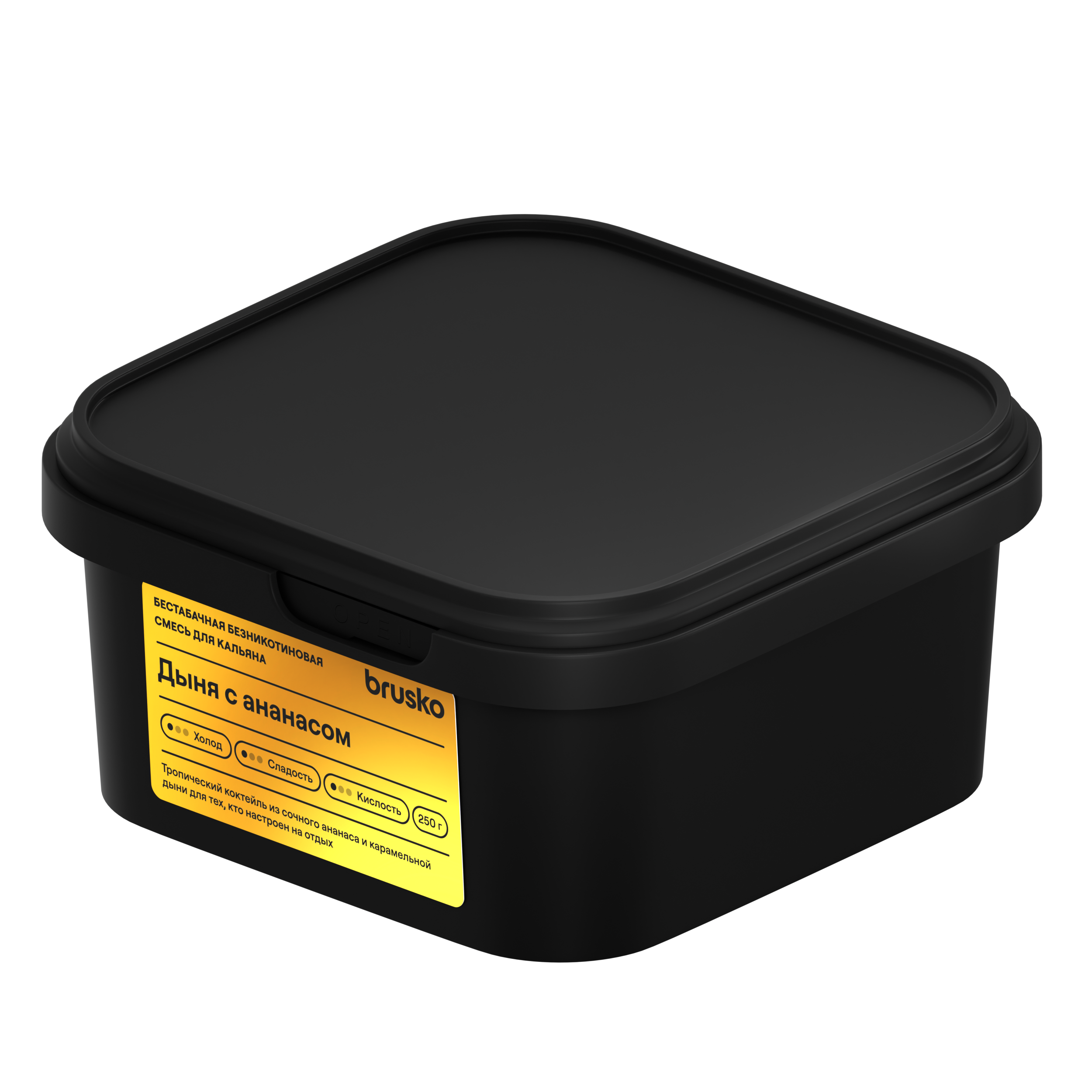 Бестабачная безникотиновая смесь для кальяна BRUSKO в контейнере, 250 г, Дыня с ананасом