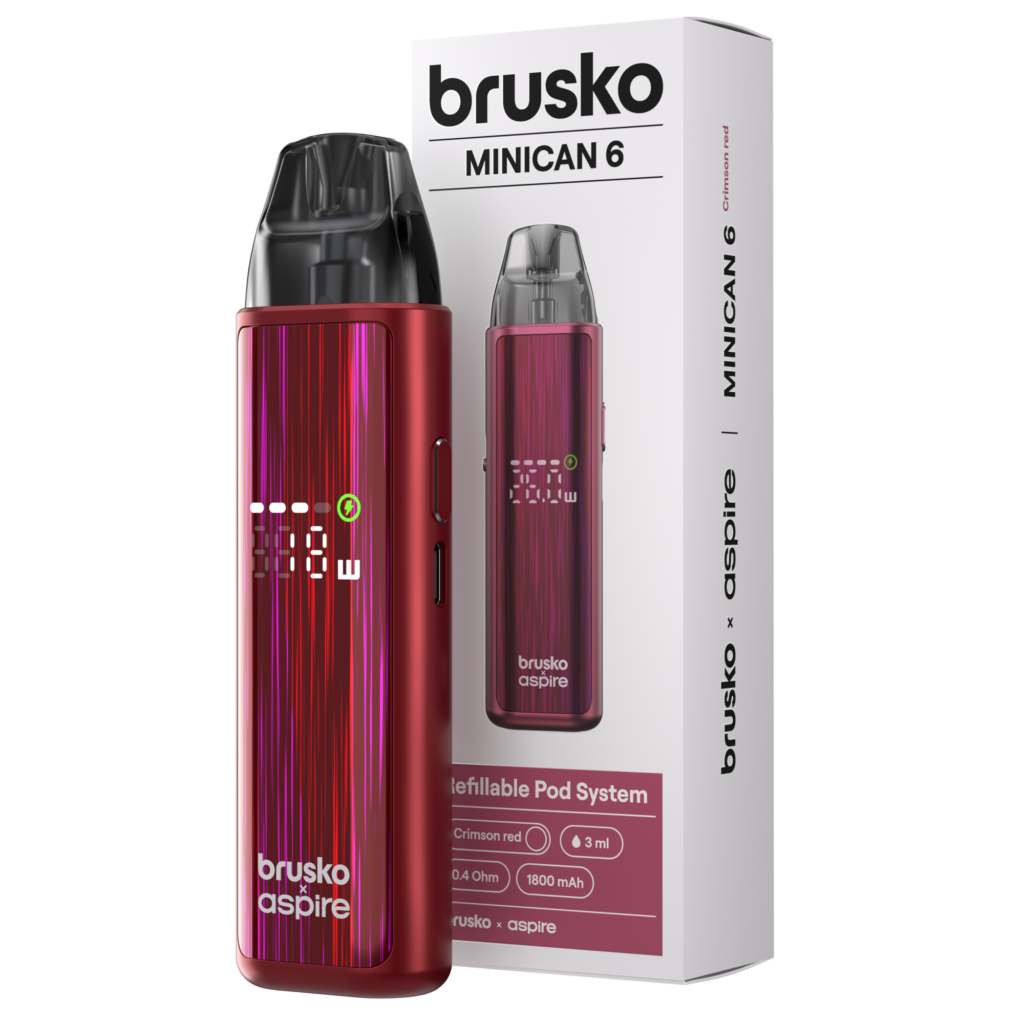 Многоразовая электронная система, (рубиновый) Модель BRUSKO MINICAN 6