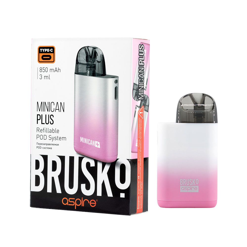 Многоразовая электронная система,  Модель BRUSKO MINICAN PLUS (Розово-белый градиент)