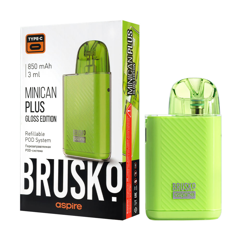 Многоразовая электронная система,  Модель BRUSKO MINICAN PLUS GLOSS EDITION (зеленый)
