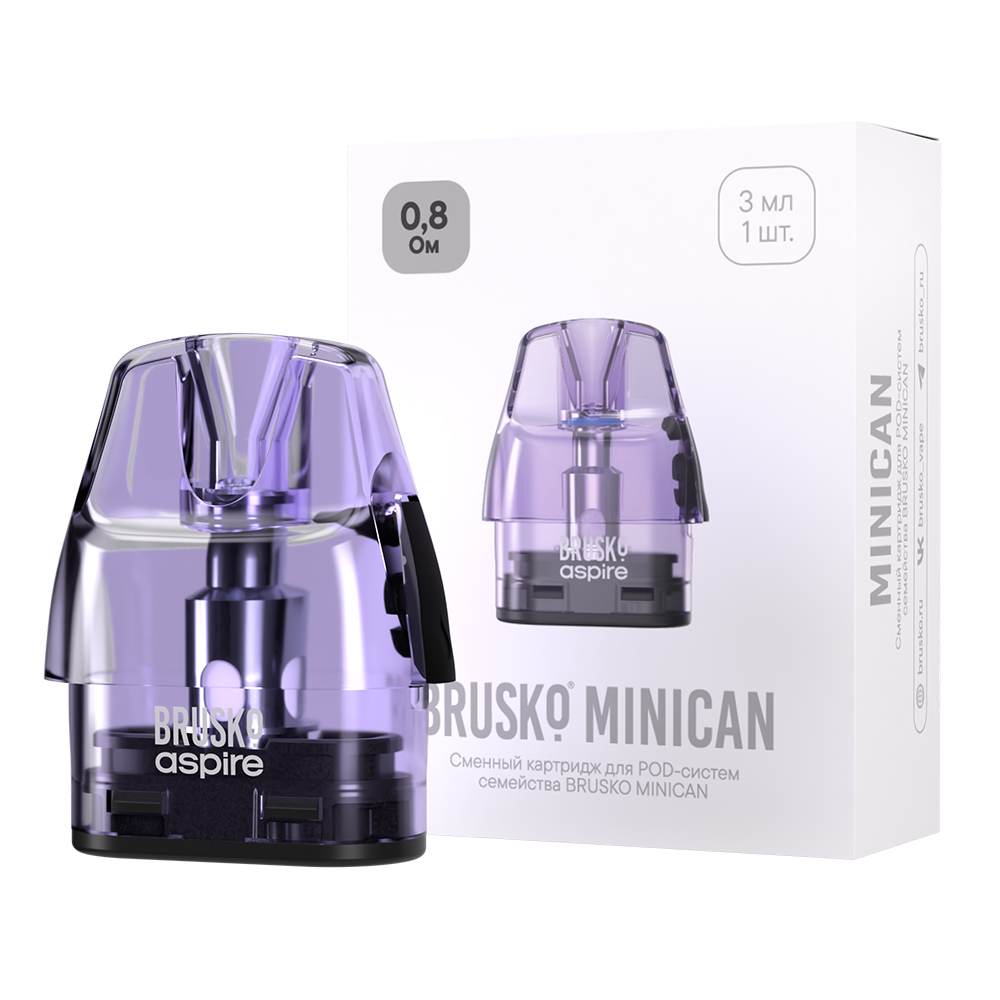 Картридж к многоразовой электронной системе, Модель BRUSKO MINICAN 5, 3 мл, 0,8 Ом, (фиол) упак.1шт