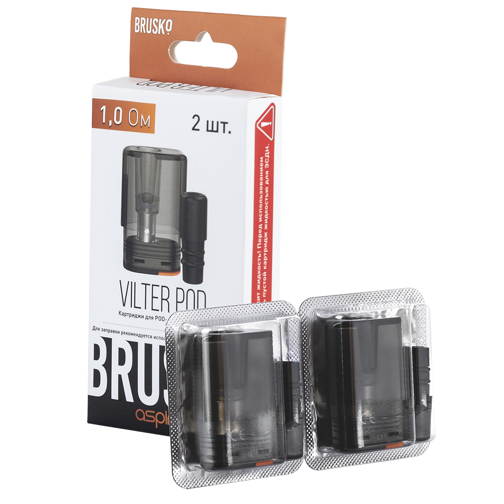 Картридж к многоразовой электронной системе, Модель BRUSKO VILTER 1.0 Ом, упак. 2 шт