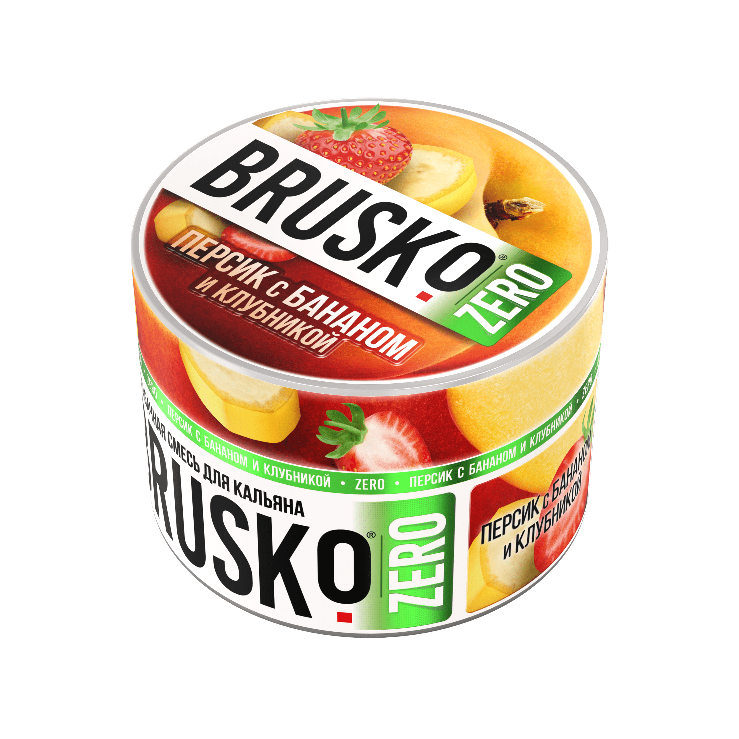 Бестабачная смесь для кальяна BRUSKO, 50 г, Персик с бананом и клубникой, Zero (М)