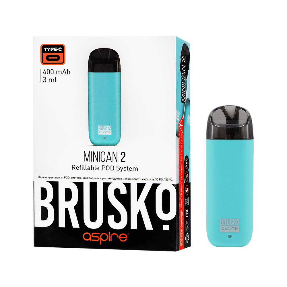 Многоразовая электронная система,  Модель BRUSKO MINICAN 2 (бирюзовый)