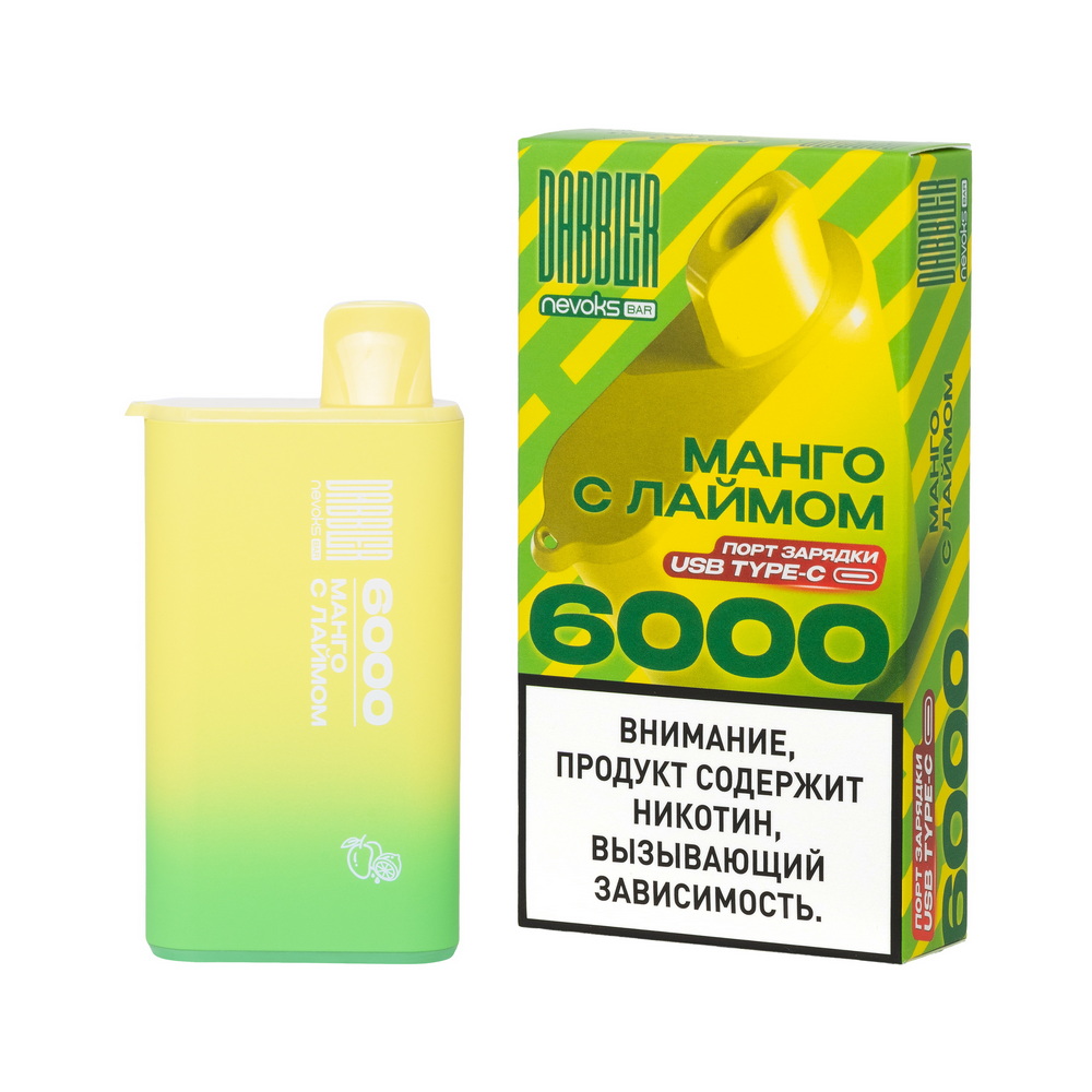 Одноразовая ЭС DABBLER 6000 с ароматом манго с лаймом, 20 мг/см3, 14 мл (М)