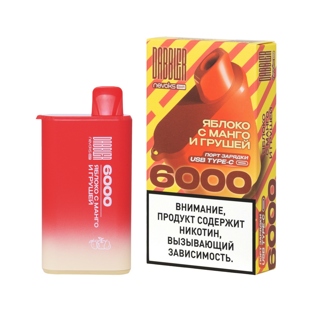 Одноразовая ЭС DABBLER 6000 с ароматом яблока с манго и грушей, 20 мг/см3, 14 мл (М)