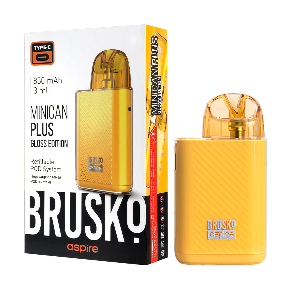 Многоразовая электронная система,  Модель BRUSKO MINICAN PLUS GLOSS EDITION (желтый)