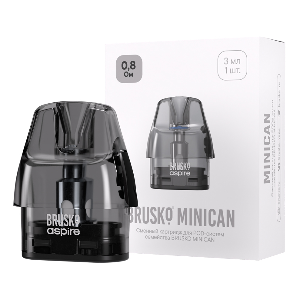 Картридж к многоразовой электронной системе, Модель BRUSKO MINICAN 5, 3 мл, 0,8 Ом, (серый) упак.1шт