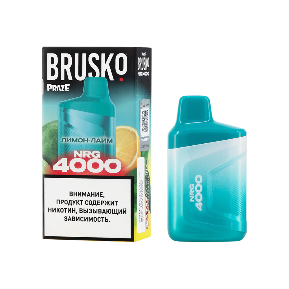 Одноразовая ЭС BRUSKO NRG 4000 с ароматом лимон-лайма, 20 мг/см3, 3,3 мл (М)