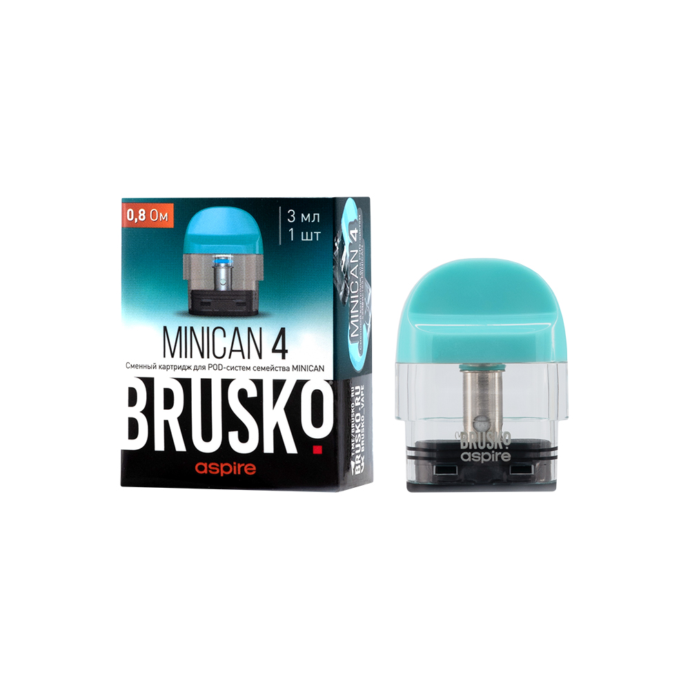 Картридж к многоразовой электронной системе, Модель BRUSKO MINICAN 4, (бирюз), 3мл, упак. 1шт 0,8 Ом