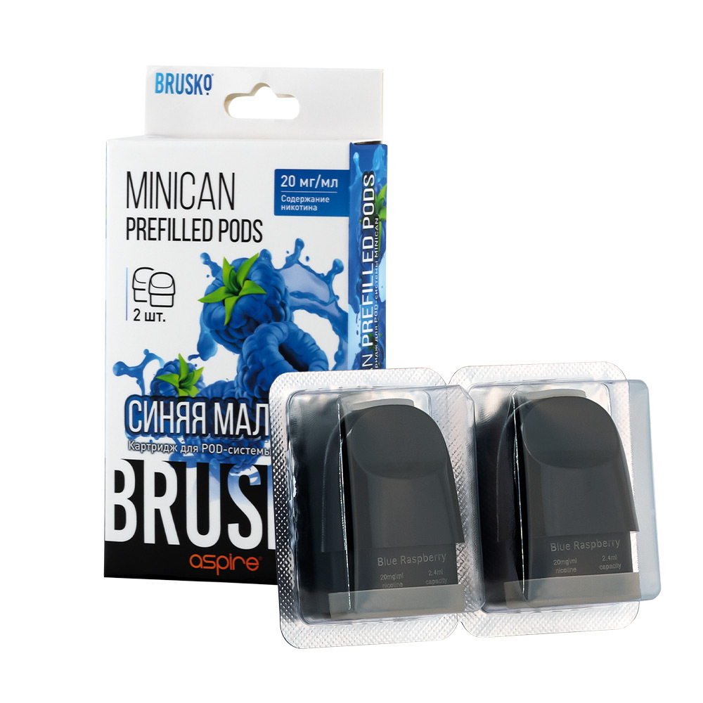 Картридж BRUSKO MINICAN Prefilled Pods со вкусом синей малины, 20 мг/мл, 2,4 мл (упак.2шт)