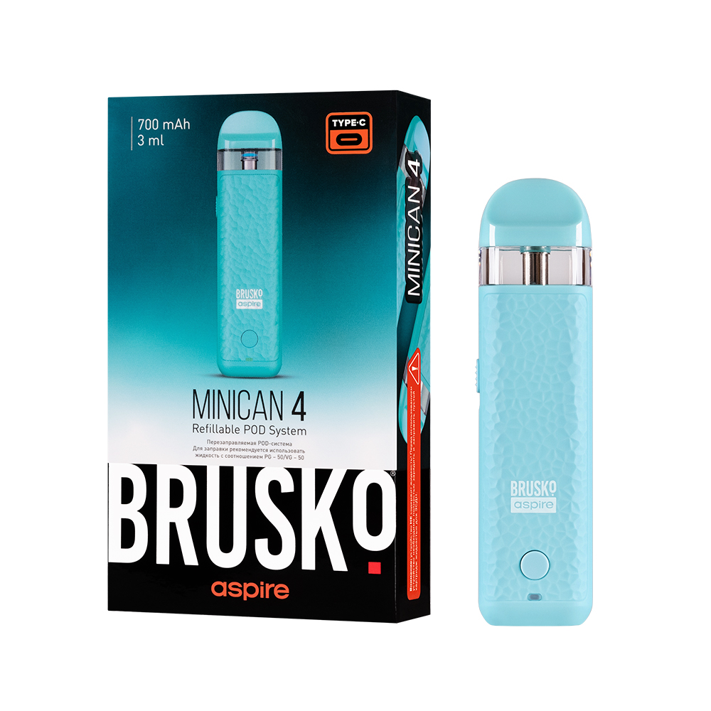Многоразовая электронная система, (бирюзовый) Модель BRUSKO MINICAN 4