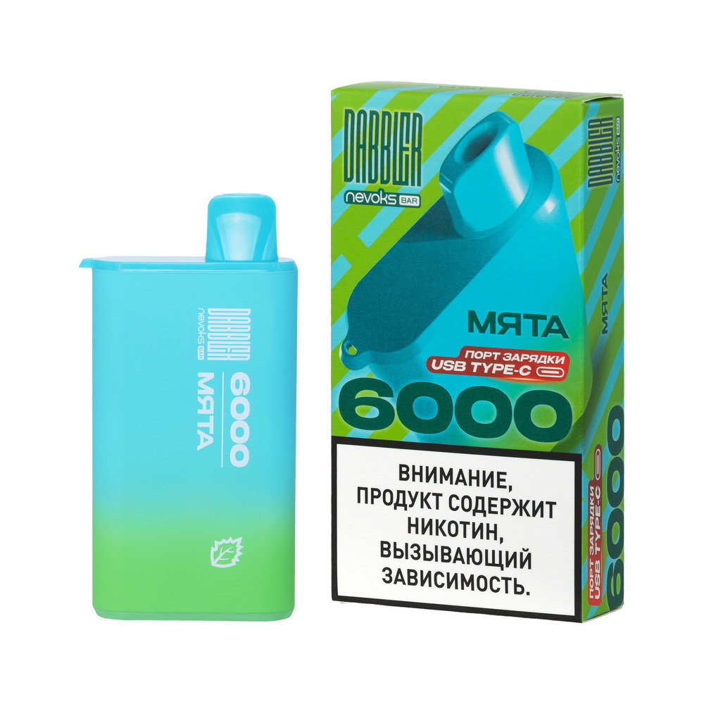 Одноразовая ЭС DABBLER 6000 с ароматом мяты, 20 мг/см3, 14 мл (М)