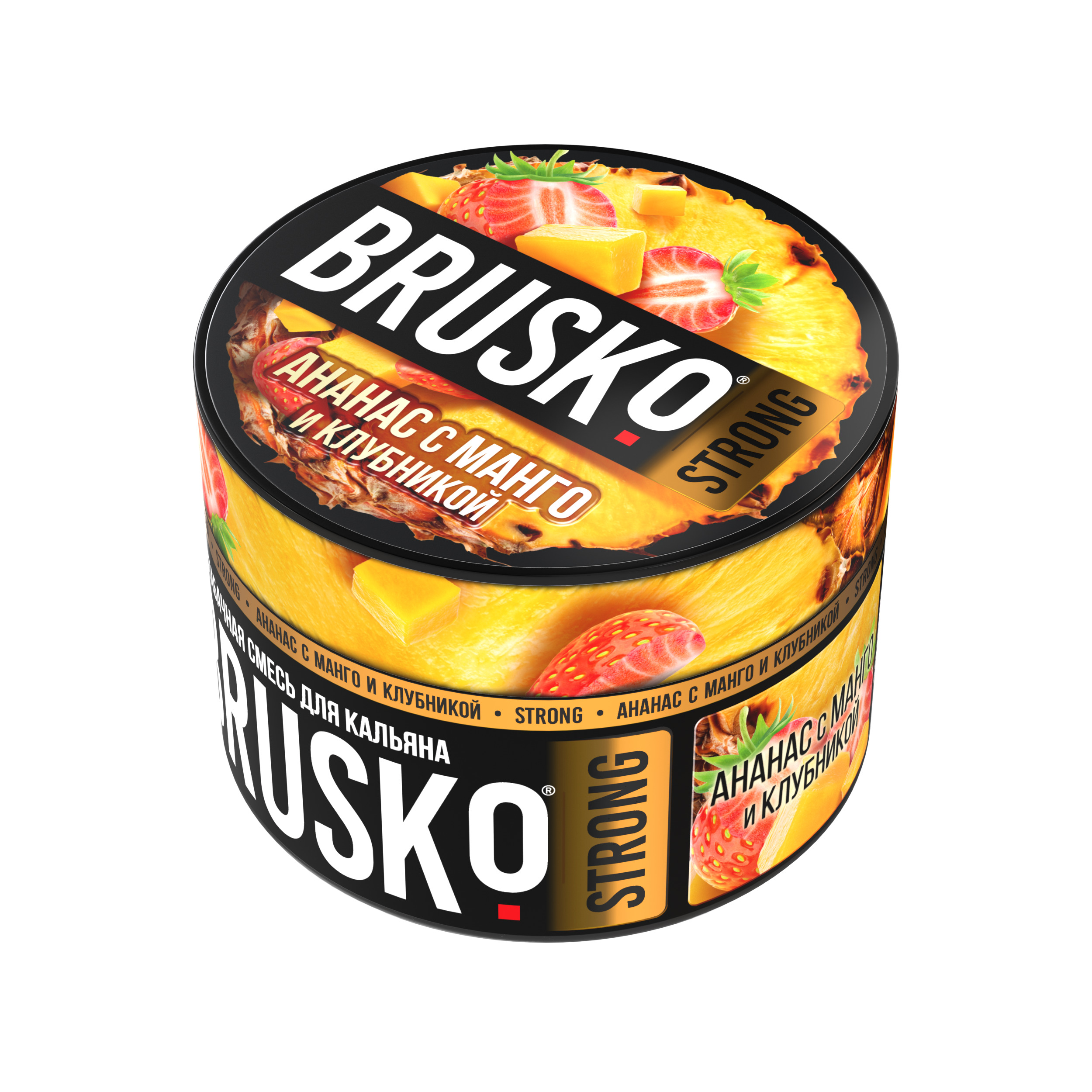 Бестабачная смесь для кальяна BRUSKO, 50 г, Ананас с манго и клубникой, Strong (М)