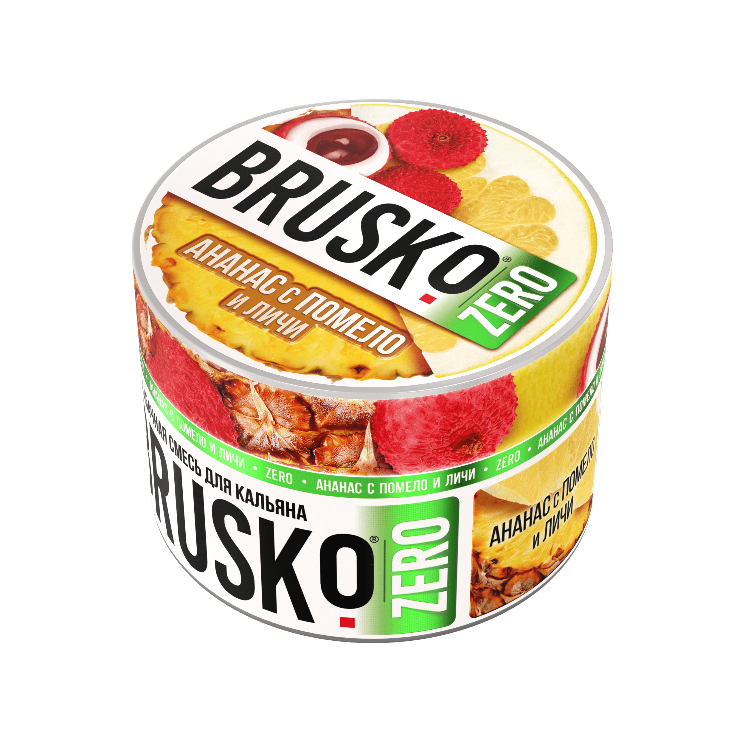 Бестабачная смесь для кальяна BRUSKO, 50 г, Ананас с помело и личи, Zero (М)