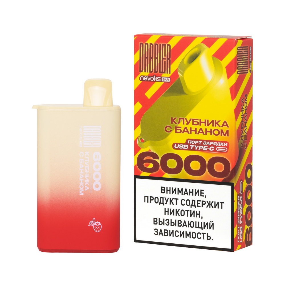 Одноразовая ЭС DABBLER 6000 с ароматом клубники с бананом, 20 мг/см3, 14 мл (М)