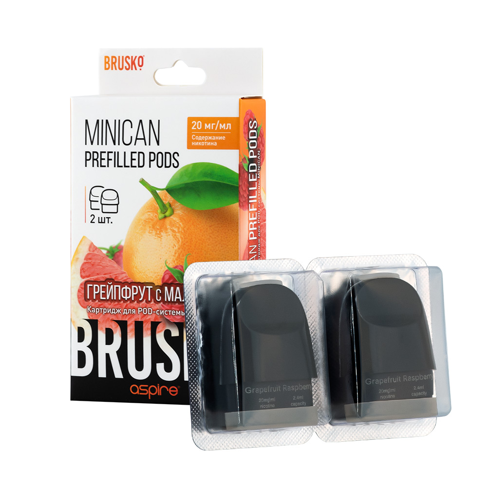Картридж BRUSKO MINICAN Prefilled Pods со вкусом грейпфрута с малиной, 20 мг/мл, 2,4 мл (упак.2шт)