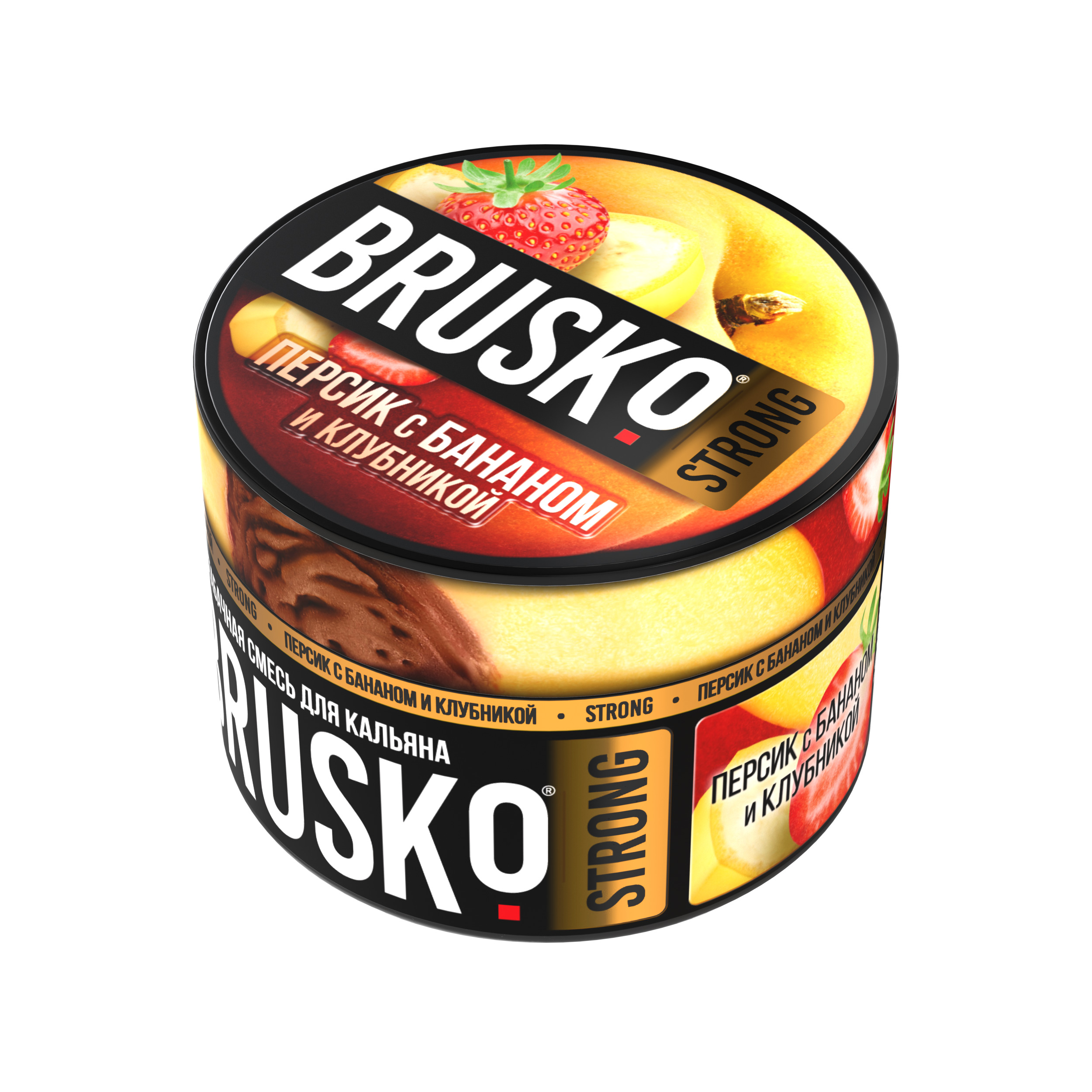 Бестабачная смесь для кальяна BRUSKO, 50 г, Персик с бананом и клубникой, Strong (М)