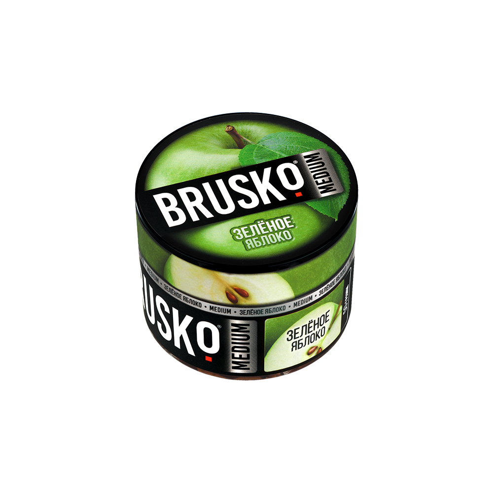 Бестабачная безникотиновая смесь для кальяна BRUSKO, 50 г, Зелёное яблоко