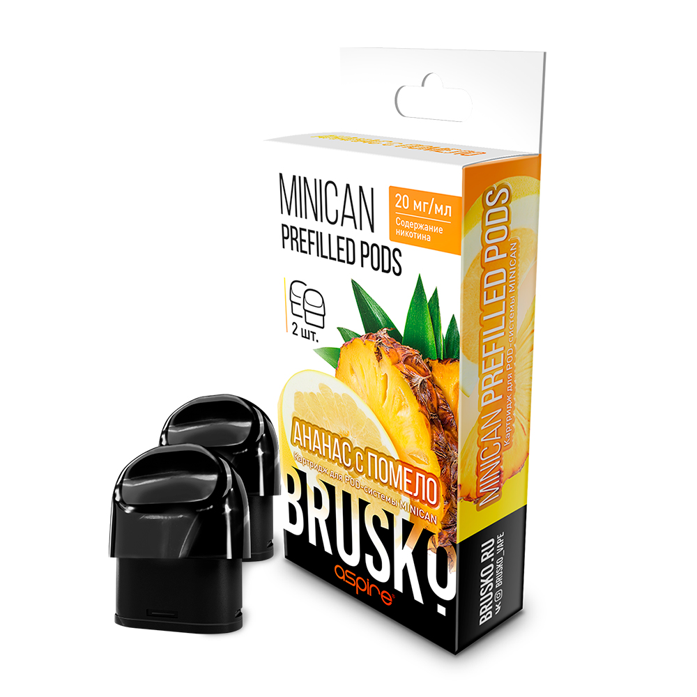 Картридж BRUSKO MINICAN Prefilled Pods со вкусом ананаса с помело, 20 мг/мл, 2,4 мл (упак.2шт)