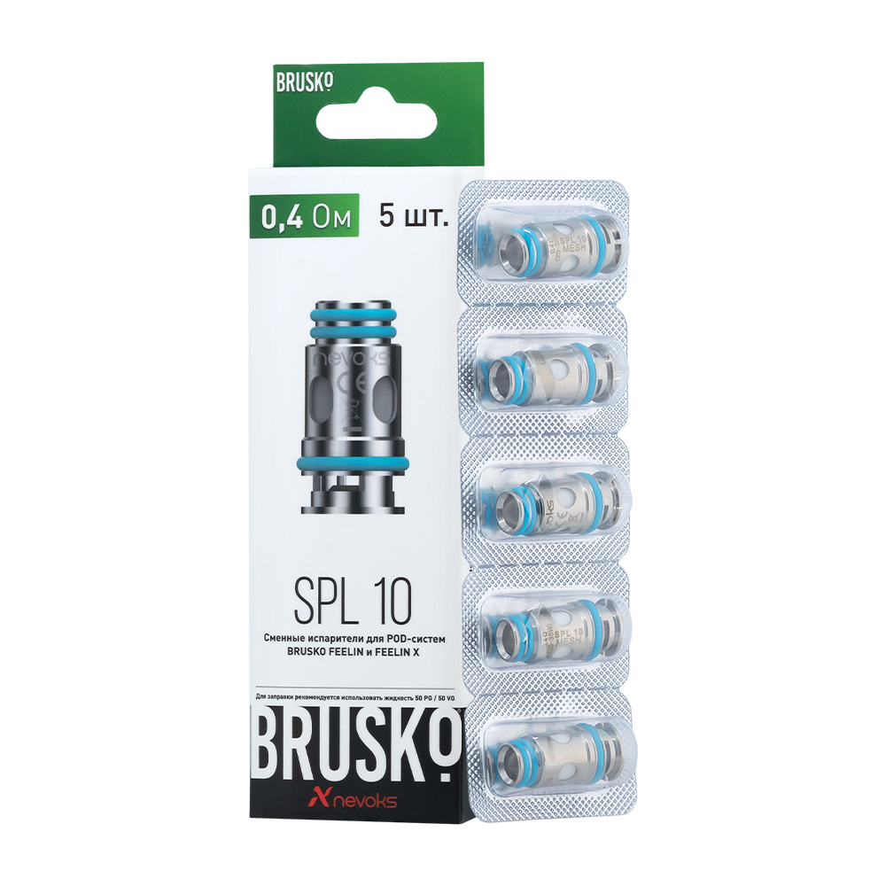 Испаритель BRUSKO FEELIN SPL-10, 0.4 Ом, упак. 5 шт