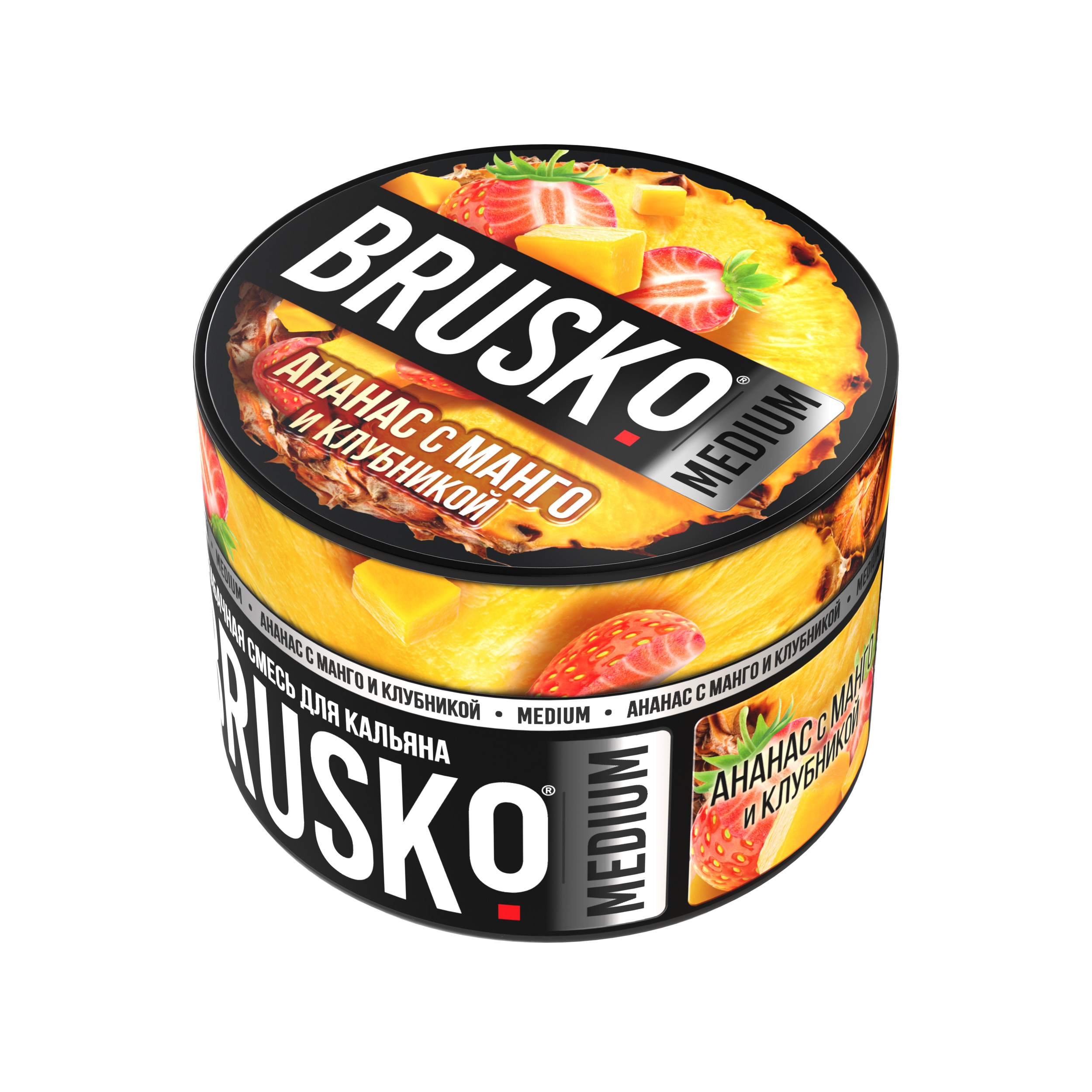 Бестабачная смесь для кальяна BRUSKO, 50 г, Ананас с манго и клубникой, Medium (М)