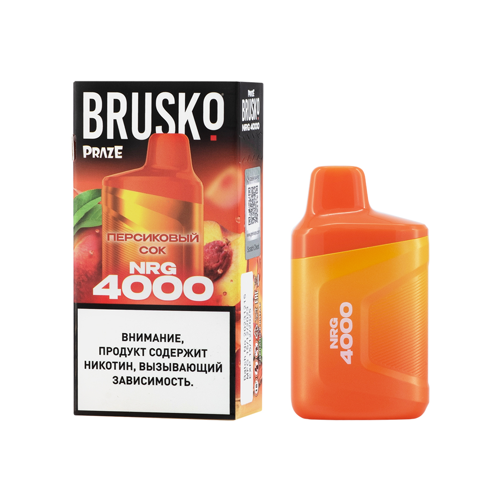 Одноразовая ЭС BRUSKO NRG 4000 с ароматом персикового сока, 20 мг/см3, 3,3 мл (М)