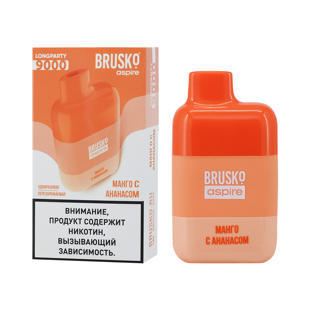 Одноразовая ЭС BRUSKO LONGPARTY 9000 с ароматом манго с ананасом, 20мг/см3, 9 мл (М)