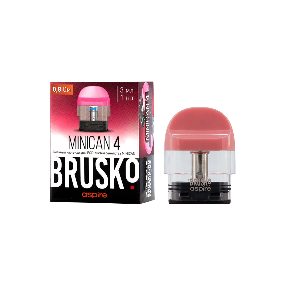 Картридж к многоразовой электронной системе, Модель BRUSKO MINICAN 4, (розов), 3мл, упак. 1шт 0,8 Ом