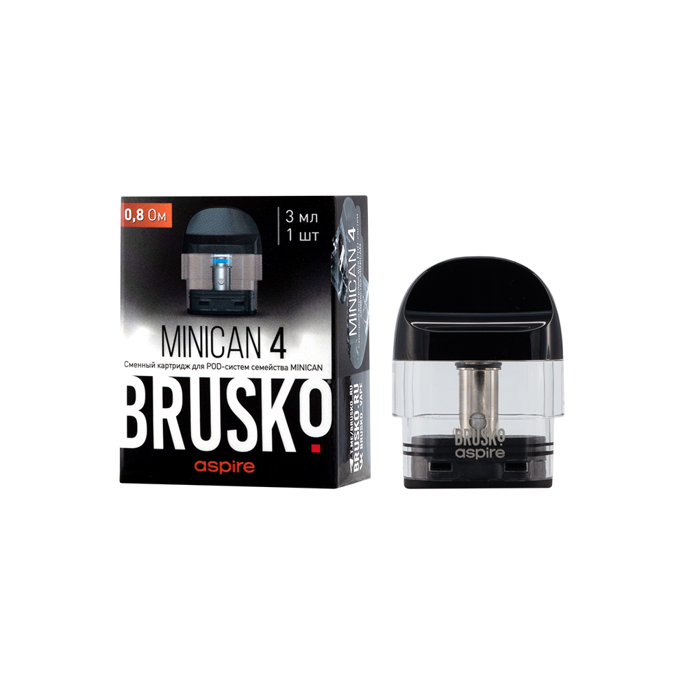 Картридж к многоразовой электронной системе, Модель BRUSKO MINICAN 4, (чёрн), 3мл, упак. 1шт 0,8 Ом