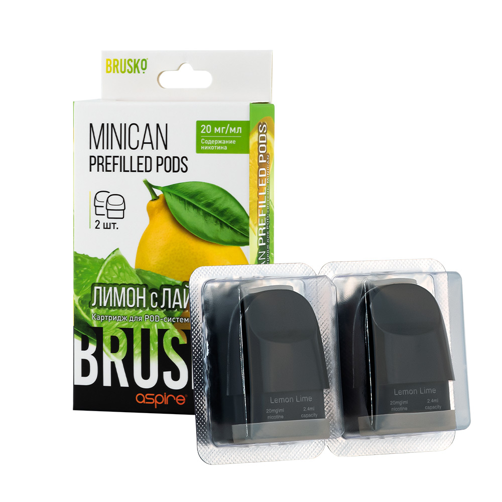 Картридж BRUSKO MINICAN Prefilled Pods со вкусом лимона с лаймом, 20 мг/мл, 2,4 мл (упак.2шт)