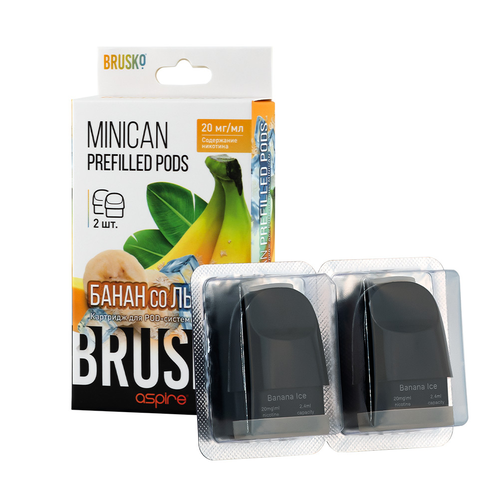 Картридж BRUSKO MINICAN Prefilled Pods со вкусом банана со льдом, 20 мг/мл, 2,4 мл (упак.2шт)