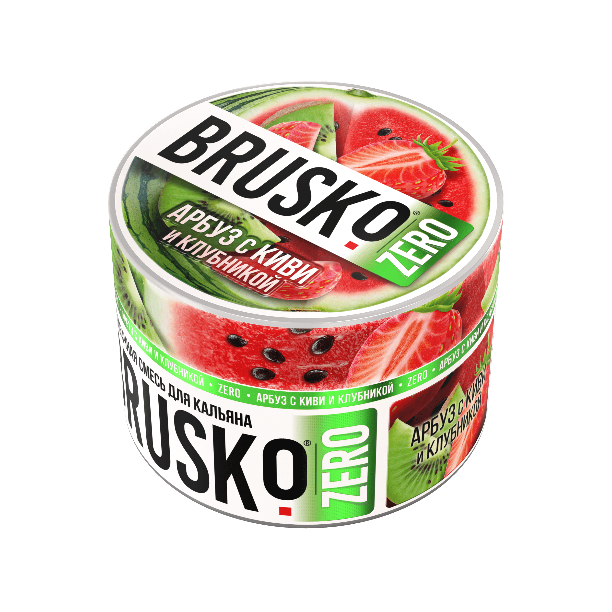 Бестабачная смесь для кальяна BRUSKO, 50 г, Арбуз с киви и клубникой, Zero (М)