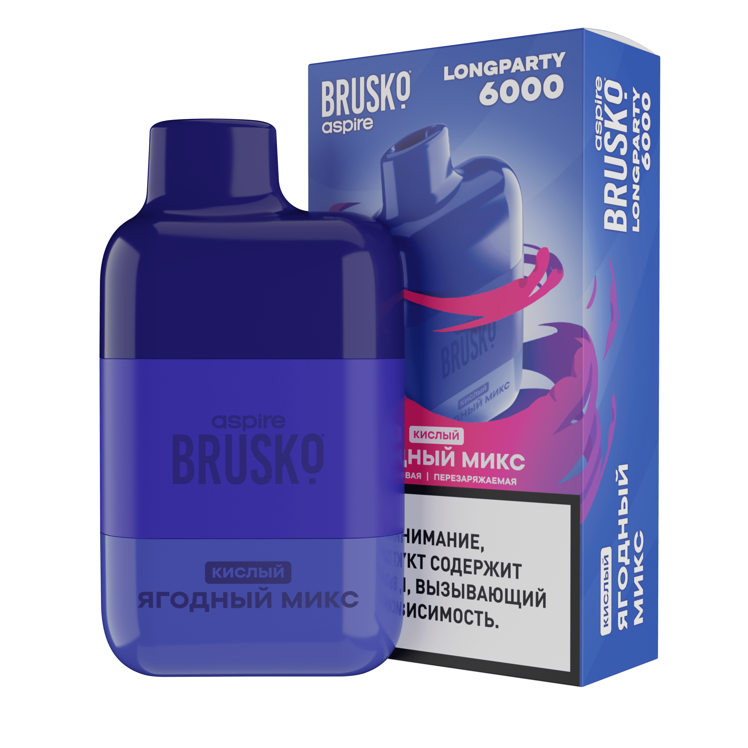 Одноразовая ЭСДН BRUSKO LONGPARTY 6000 с ароматом ягодного микса, 20 мг/см3, 6 мл (М)