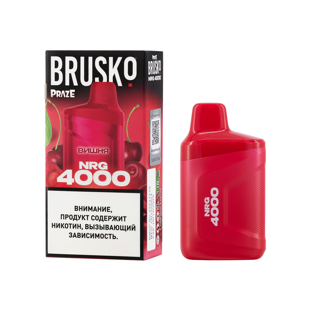 Одноразовая ЭС BRUSKO NRG 4000 с ароматом вишни, 20 мг/см3, 3,3 мл (М)