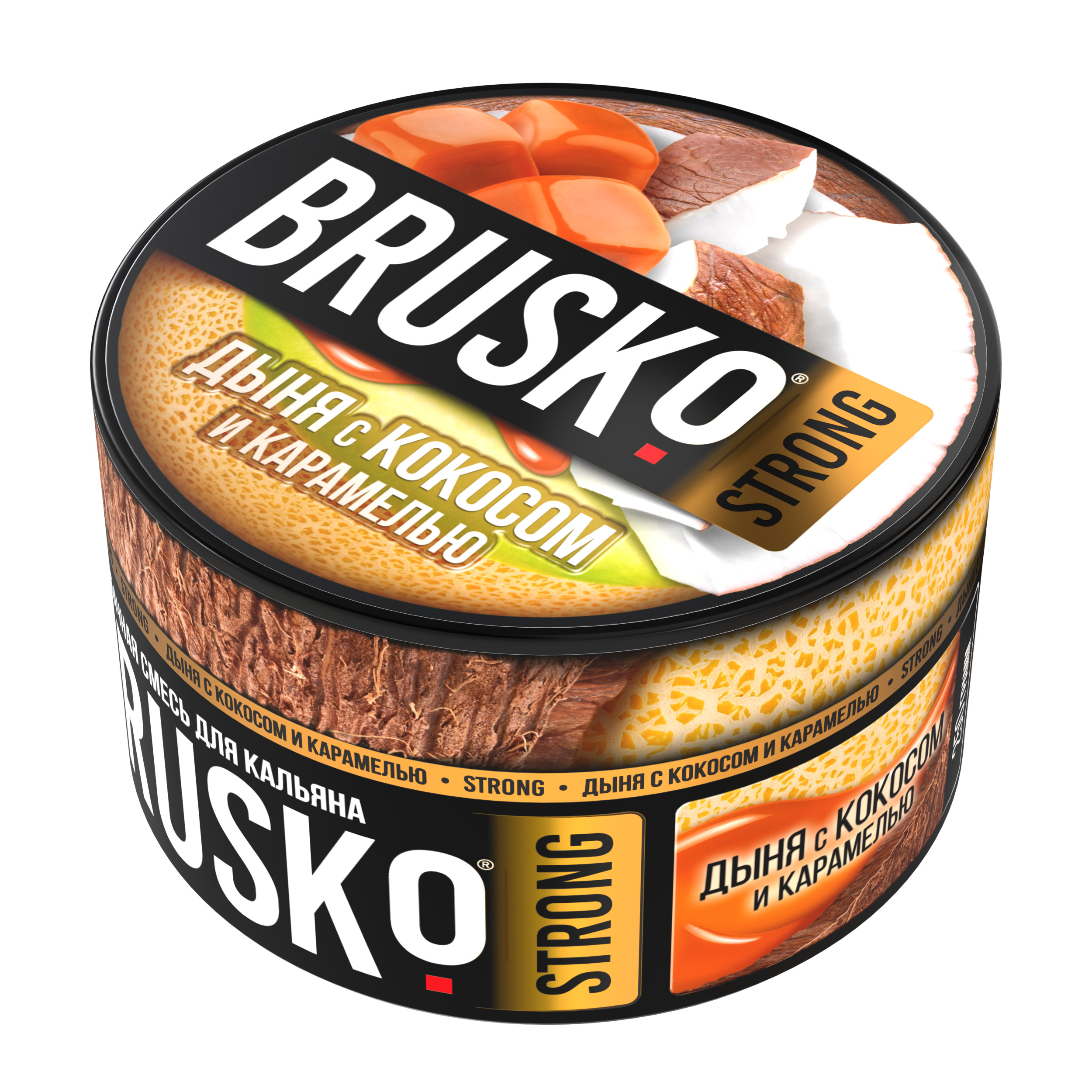 Бестабачная смесь для кальяна BRUSKO, 250 г, Дыня с кокосом и карамелью, Strong (М)