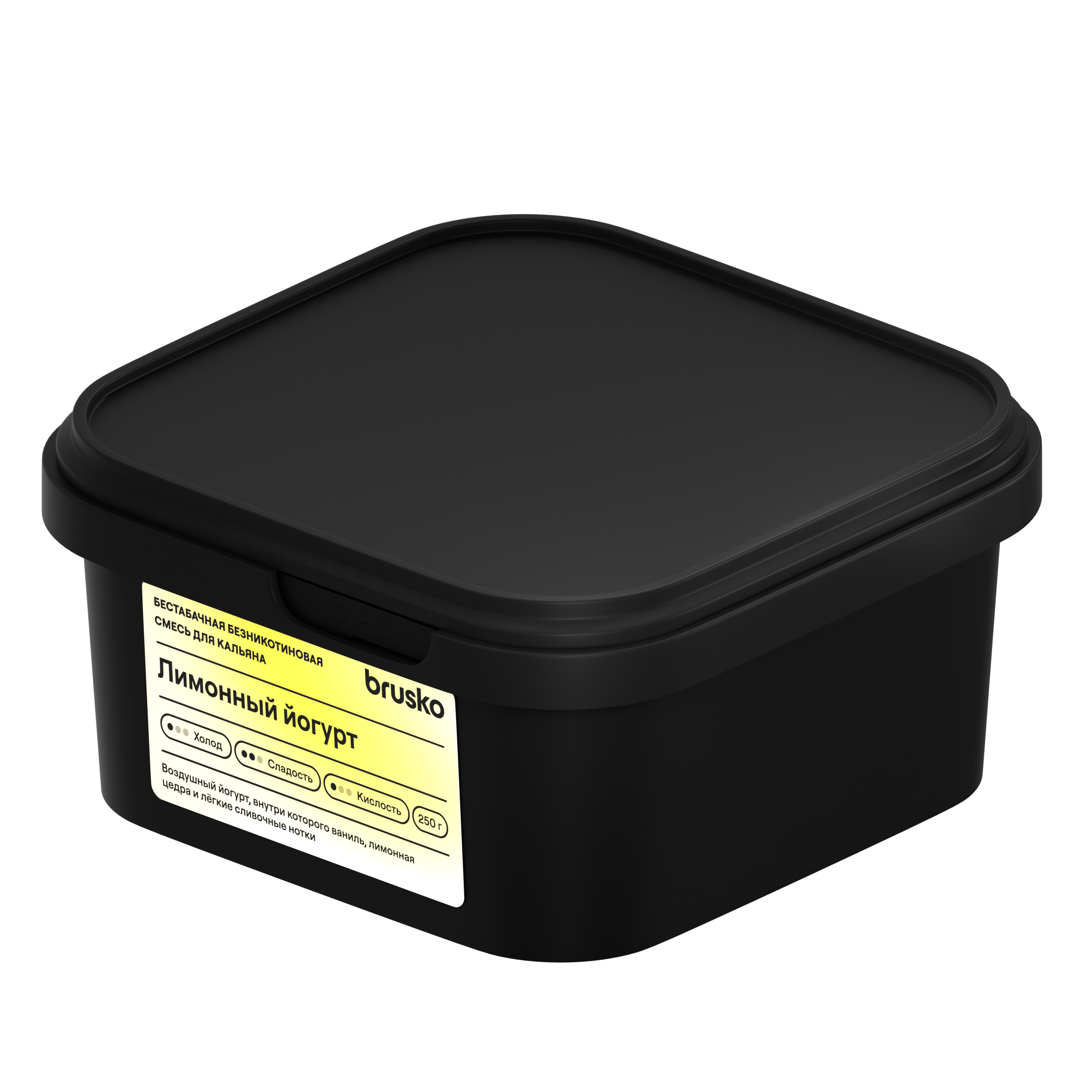 Бестабачная безникотиновая смесь для кальяна BRUSKO в контейнере, 250 г, Лимонный йогурт