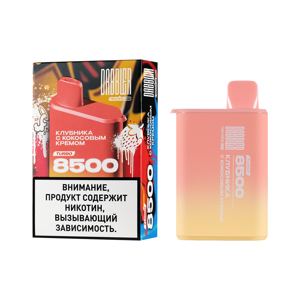 Одноразовая ЭС DABBLER TURBO 8500 с ароматом клубники с кокосовым кремом, 20 мг/см3, 8,5 мл (М)