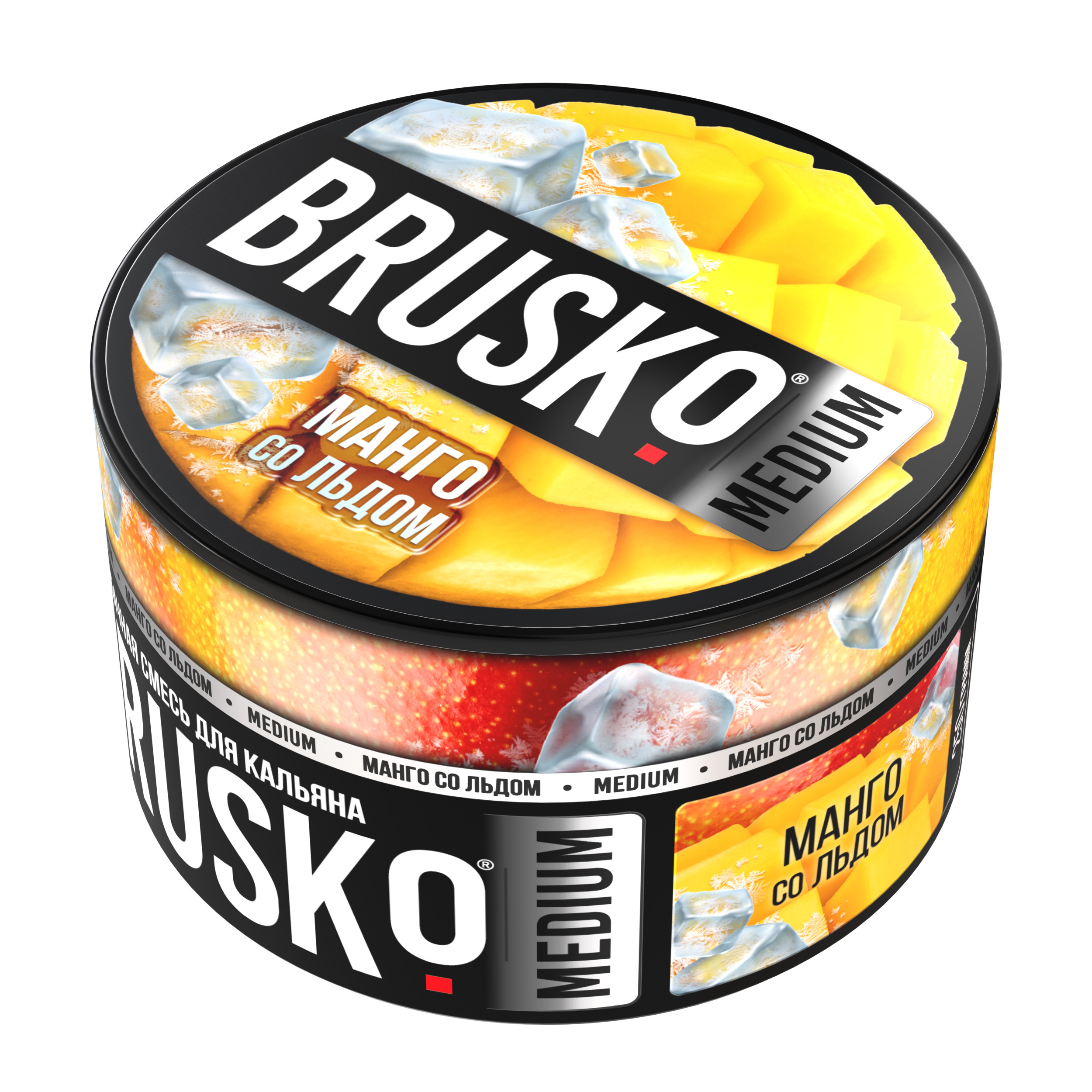 Бестабачная смесь для кальяна BRUSKO, 250 г, Манго со льдом, Medium (М)