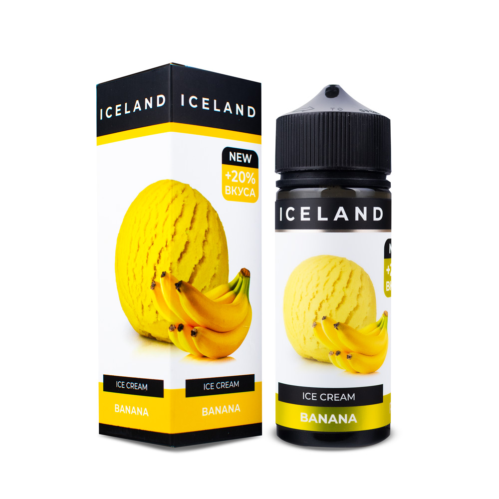 Жидкость Iceland, 120 мл, Банан, 0 мг/мл