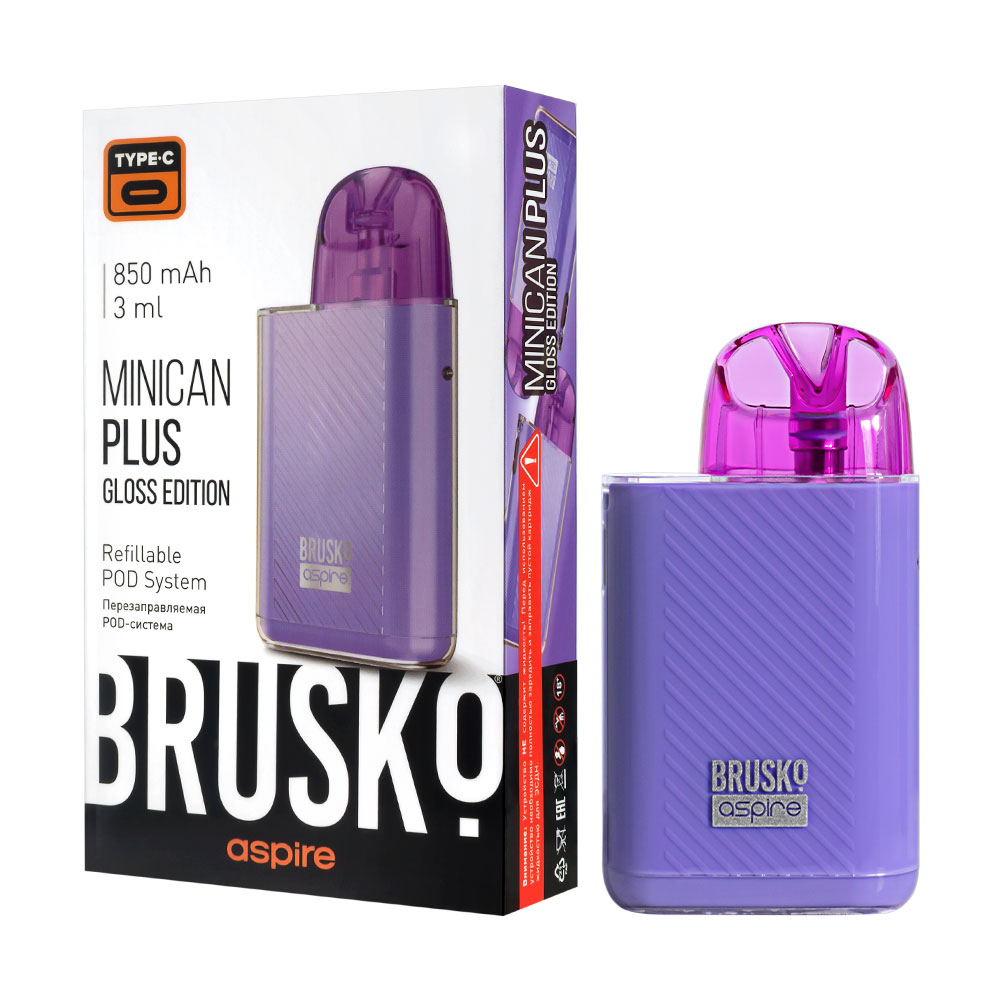 Многоразовая электронная система,  Модель BRUSKO MINICAN PLUS GLOSS EDITION (фиолетовый)