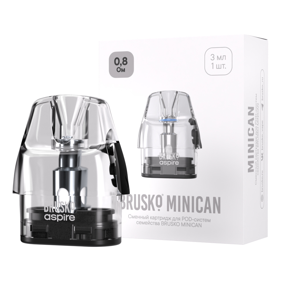 Картридж к многоразовой электронной системе, Модель BRUSKO MINICAN 5, 3 мл, 0,8 Ом, (белый) упак.1шт