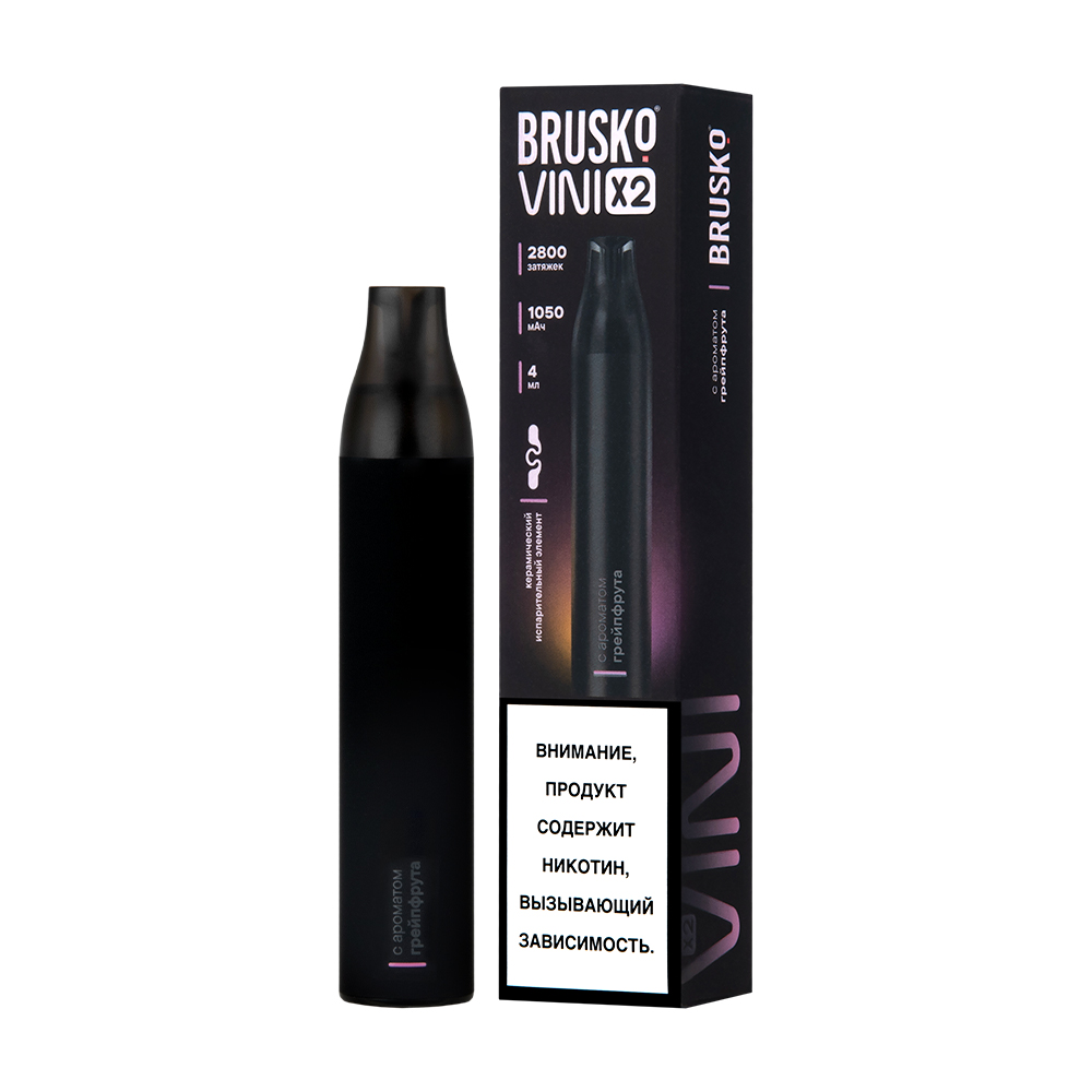 Одноразовая ЭС BRUSKO VINI X2 с ароматом грейпфрута, 20 мг/см3, 4 мл (М)